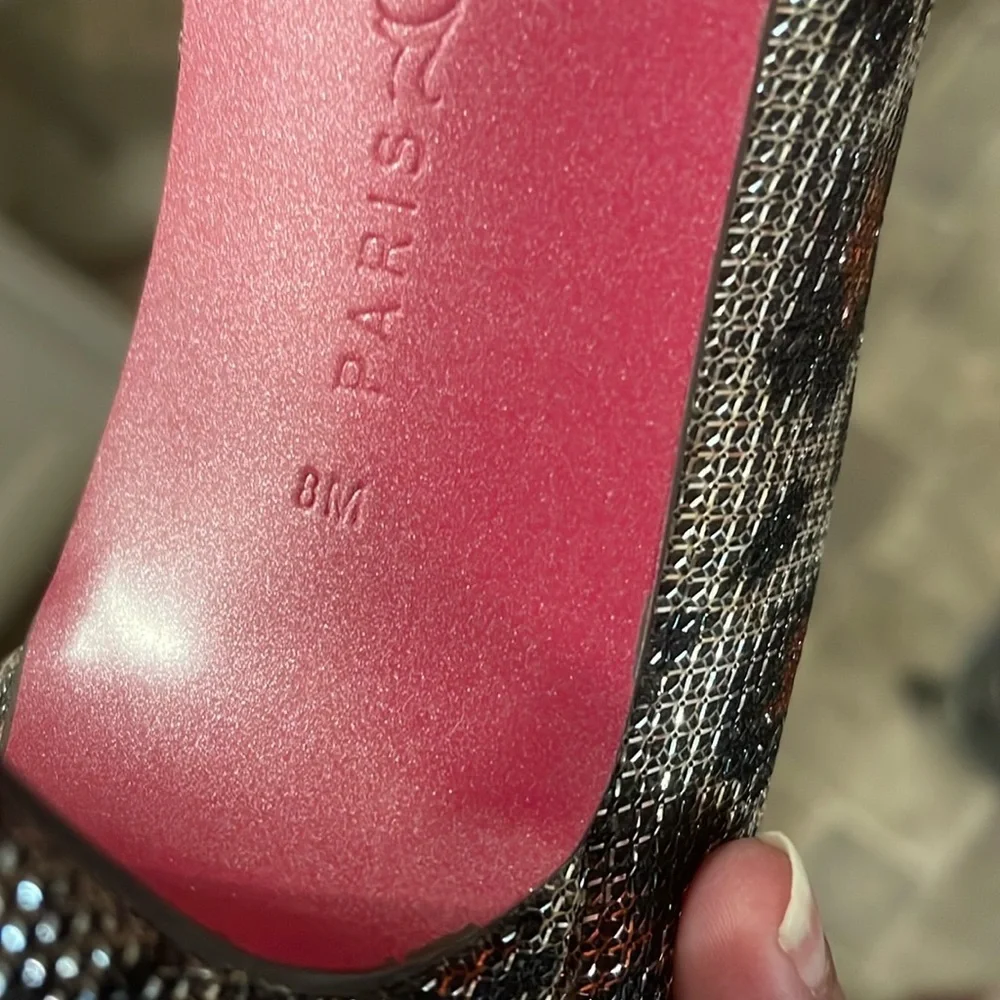 Paris Hilton Heels Size 8M Animal Print Metallic Shimmer - Picture 8 of 11